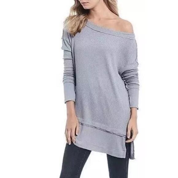 Free People North Shore Thermal Tunic Top in a storm gray. Size small. - Picture 1 of 8